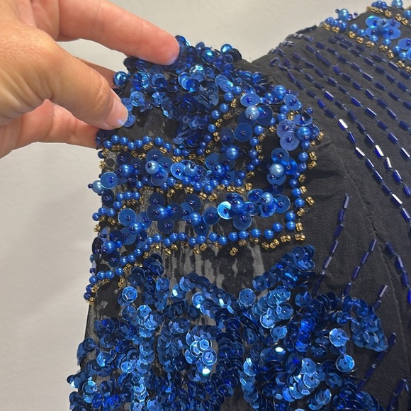 SWEE LO New York 100% Silk & Sequins beaded VTG blouse size M - Picture 5 of 14